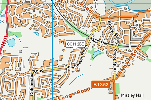 CO11 2BE map - OS VectorMap District (Ordnance Survey)