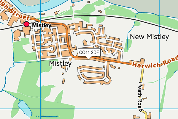 CO11 2DF map - OS VectorMap District (Ordnance Survey)