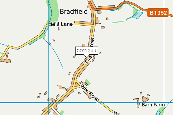 Bradfield Playing Field map (CO11 2UU) - OS VectorMap District (Ordnance Survey)