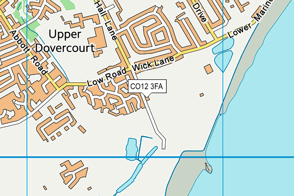 CO12 3FA map - OS VectorMap District (Ordnance Survey)