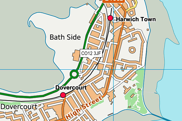 CO12 3JF map - OS VectorMap District (Ordnance Survey)