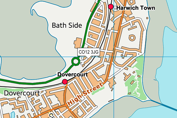 CO12 3JG map - OS VectorMap District (Ordnance Survey)