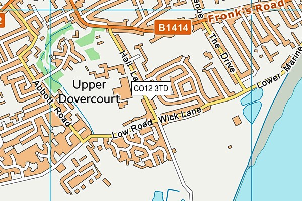 CO12 3TD map - OS VectorMap District (Ordnance Survey)