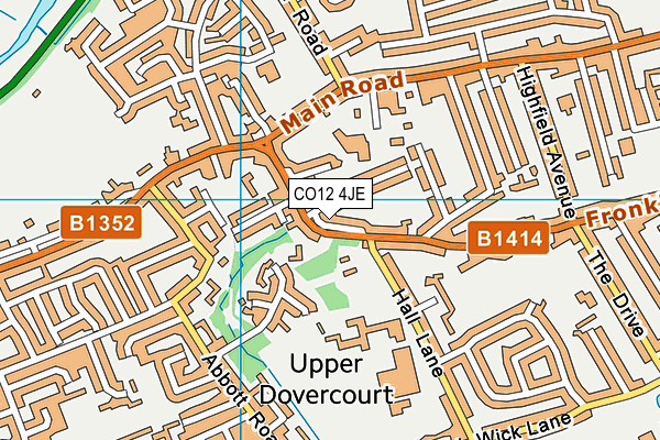 CO12 4JE map - OS VectorMap District (Ordnance Survey)