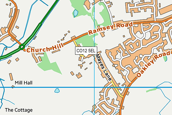 Two Village Church of England Primary School map (CO12 5EL) - OS VectorMap District (Ordnance Survey)