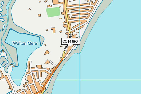 CO14 8PX map - OS VectorMap District (Ordnance Survey)