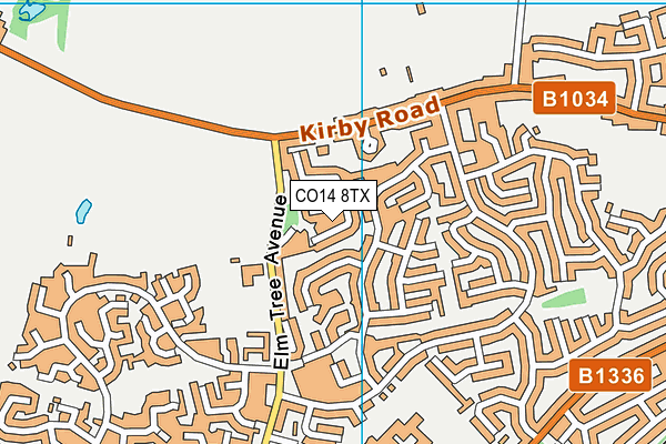CO14 8TX map - OS VectorMap District (Ordnance Survey)