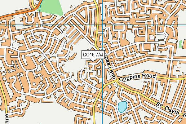 CO16 7AJ map - OS VectorMap District (Ordnance Survey)