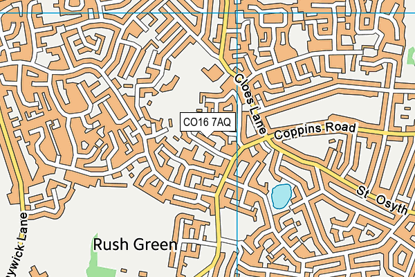 CO16 7AQ map - OS VectorMap District (Ordnance Survey)