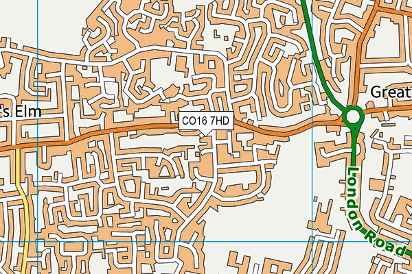 CO16 7HD map - OS VectorMap District (Ordnance Survey)