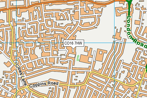 CO16 7HW map - OS VectorMap District (Ordnance Survey)
