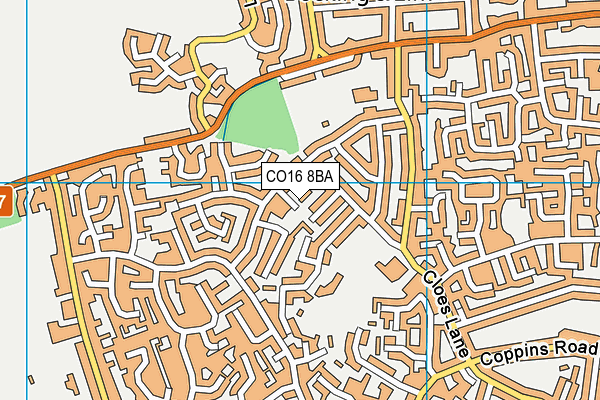 CO16 8BA map - OS VectorMap District (Ordnance Survey)