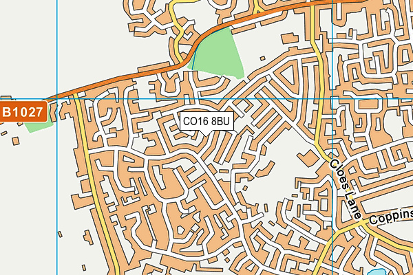 CO16 8BU map - OS VectorMap District (Ordnance Survey)
