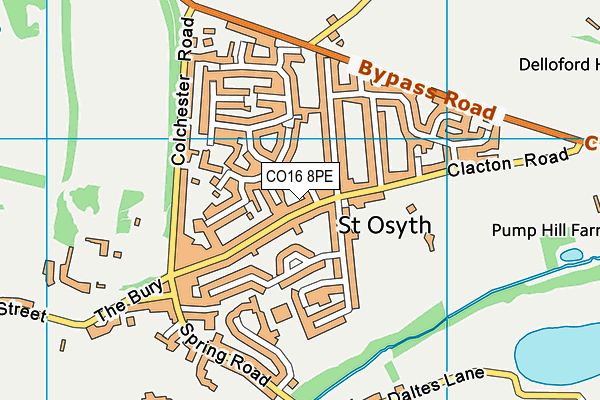 CO16 8PE map - OS VectorMap District (Ordnance Survey)