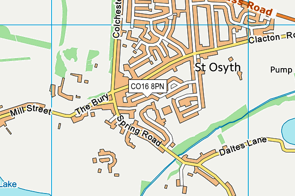 St Osyth C Of E Primary School map (CO16 8PN) - OS VectorMap District (Ordnance Survey)