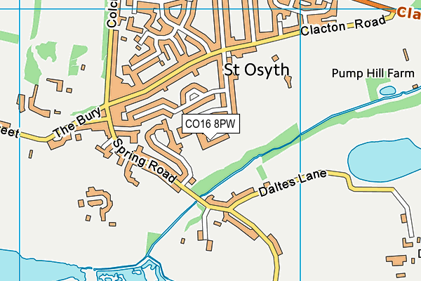 CO16 8PW map - OS VectorMap District (Ordnance Survey)