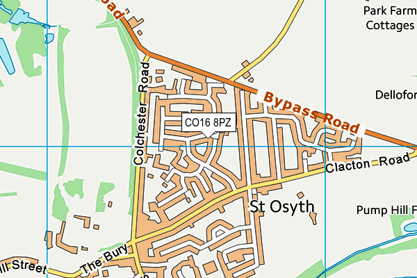CO16 8PZ map - OS VectorMap District (Ordnance Survey)