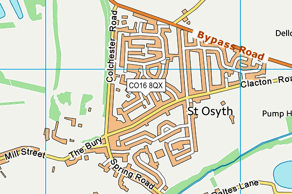 CO16 8QX map - OS VectorMap District (Ordnance Survey)