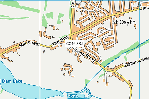 CO16 8RJ map - OS VectorMap District (Ordnance Survey)