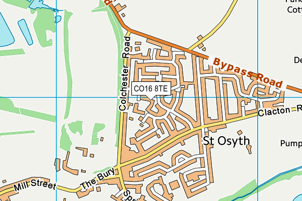 CO16 8TE map - OS VectorMap District (Ordnance Survey)