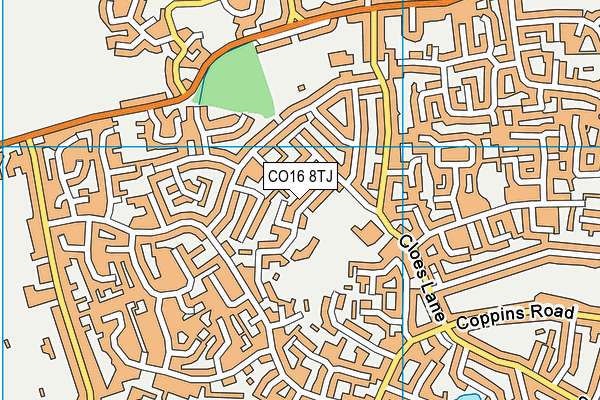 CO16 8TJ map - OS VectorMap District (Ordnance Survey)