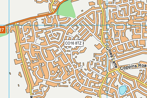 CO16 8TZ map - OS VectorMap District (Ordnance Survey)