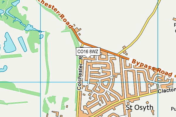 CO16 8WZ map - OS VectorMap District (Ordnance Survey)