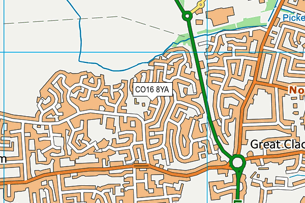 CO16 8YA map - OS VectorMap District (Ordnance Survey)