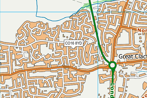CO16 8YD map - OS VectorMap District (Ordnance Survey)