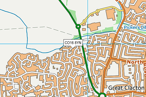 CO16 8YN map - OS VectorMap District (Ordnance Survey)