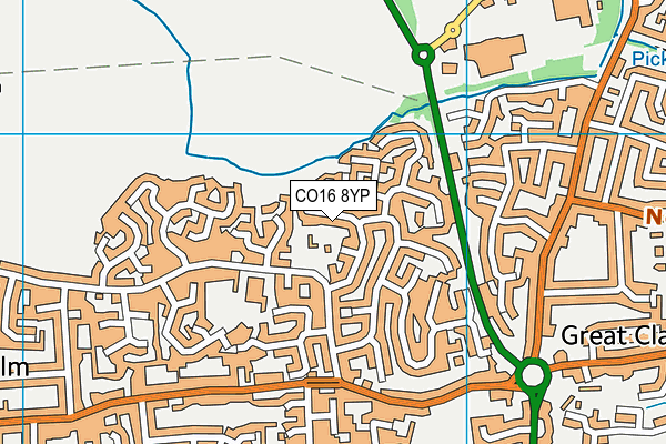CO16 8YP map - OS VectorMap District (Ordnance Survey)