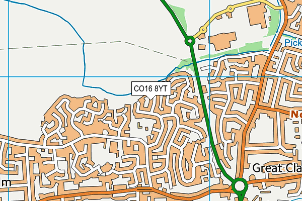 CO16 8YT map - OS VectorMap District (Ordnance Survey)