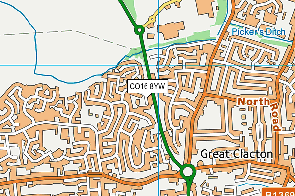 CO16 8YW map - OS VectorMap District (Ordnance Survey)