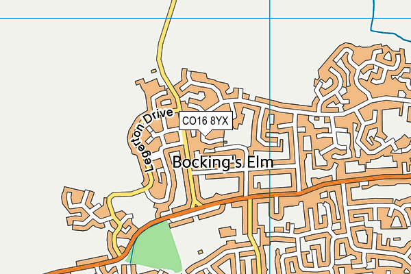 CO16 8YX map - OS VectorMap District (Ordnance Survey)