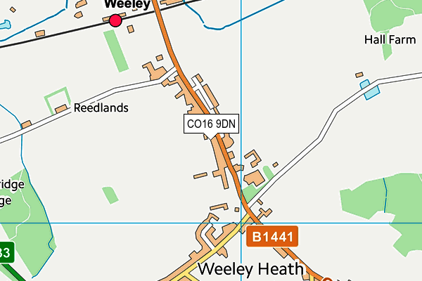Weeley Playing Field map (CO16 9DN) - OS VectorMap District (Ordnance Survey)