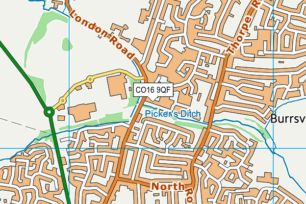 CO16 9QF map - OS VectorMap District (Ordnance Survey)