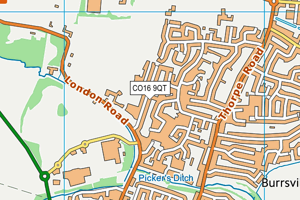CO16 9QT map - OS VectorMap District (Ordnance Survey)