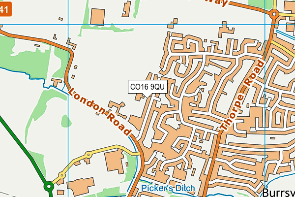 CO16 9QU map - OS VectorMap District (Ordnance Survey)