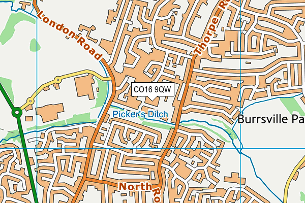 CO16 9QW map - OS VectorMap District (Ordnance Survey)