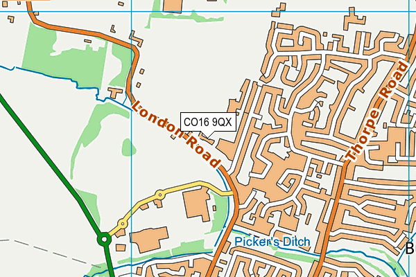 CO16 9QX map - OS VectorMap District (Ordnance Survey)