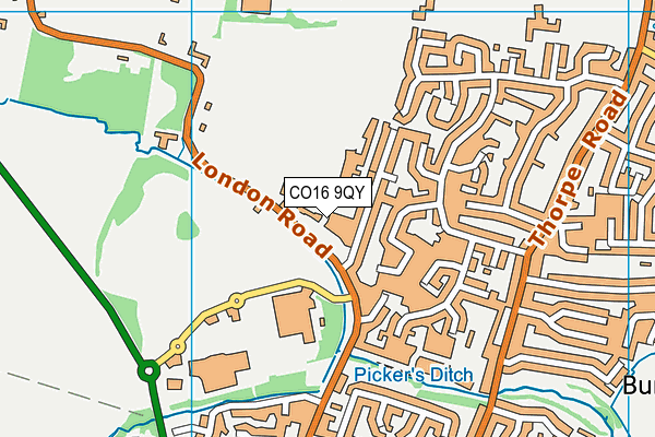 CO16 9QY map - OS VectorMap District (Ordnance Survey)