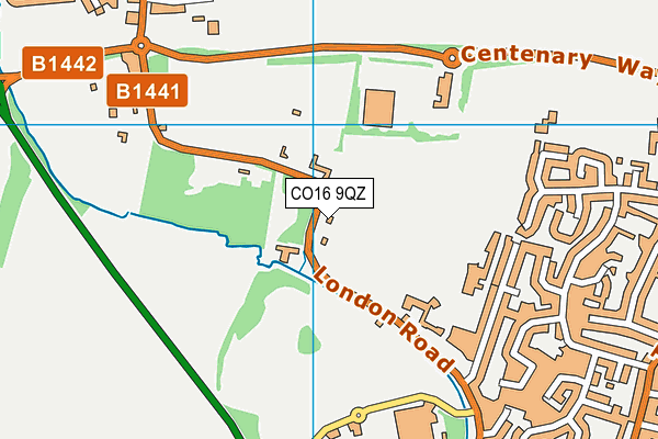 CO16 9QZ map - OS VectorMap District (Ordnance Survey)