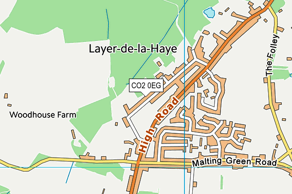Layer De La Haye Recreation Ground map (CO2 0EG) - OS VectorMap District (Ordnance Survey)