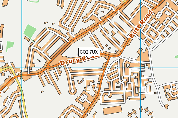 CO2 7UX map - OS VectorMap District (Ordnance Survey)