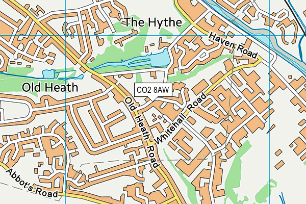 CO2 8AW map - OS VectorMap District (Ordnance Survey)