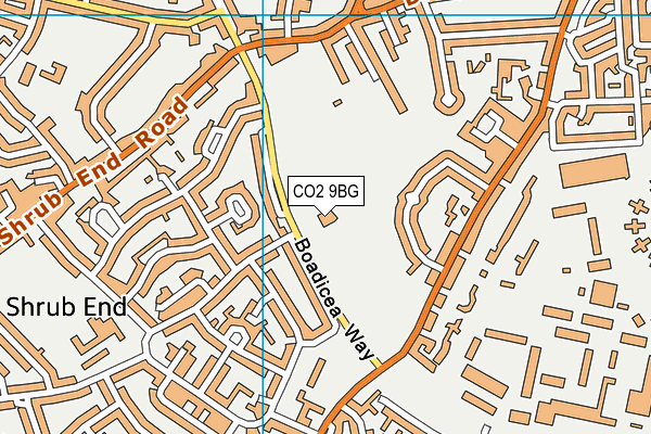 Shrub End Sports Ground map (CO2 9BG) - OS VectorMap District (Ordnance Survey)