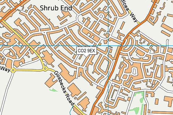 CO2 9EX map - OS VectorMap District (Ordnance Survey)