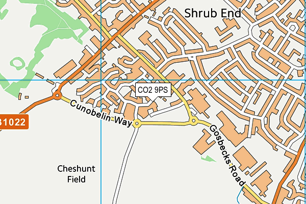 CO2 9PS map - OS VectorMap District (Ordnance Survey)