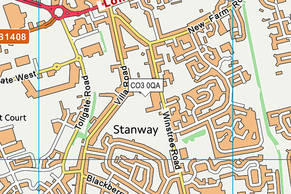 Stanway School map (CO3 0QA) - OS VectorMap District (Ordnance Survey)