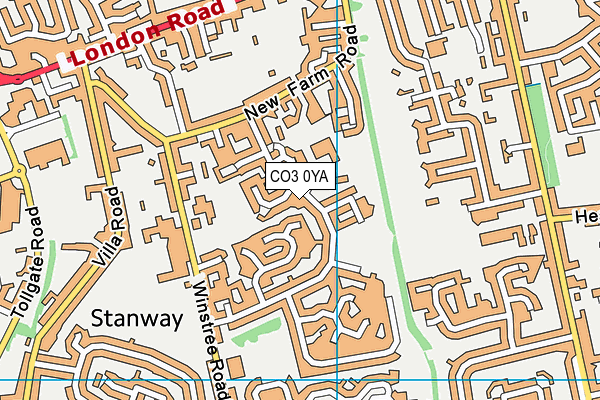 CO3 0YA map - OS VectorMap District (Ordnance Survey)
